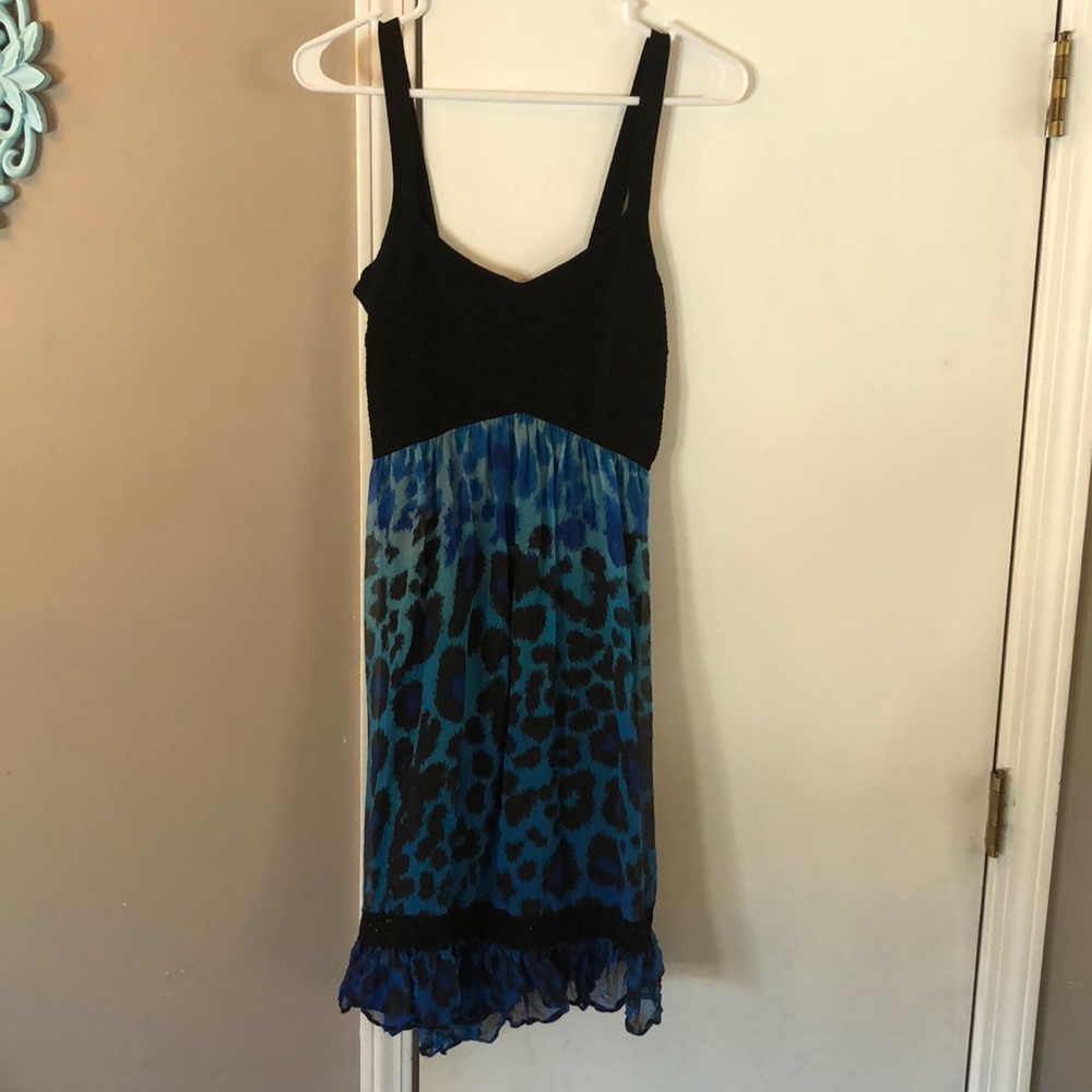 Knee length black and leopard party dress